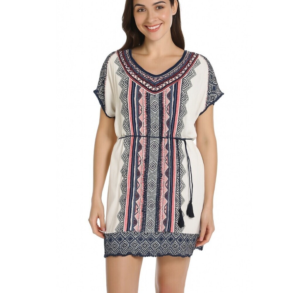 Tribal Jeans sheath straight square above the knee Indian Inspired white SZ S